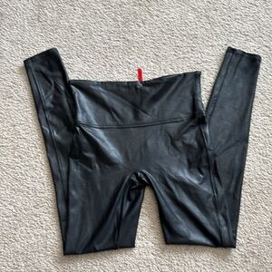 SPANX- Faux Leather Black High Waisted Leggings size Medium
